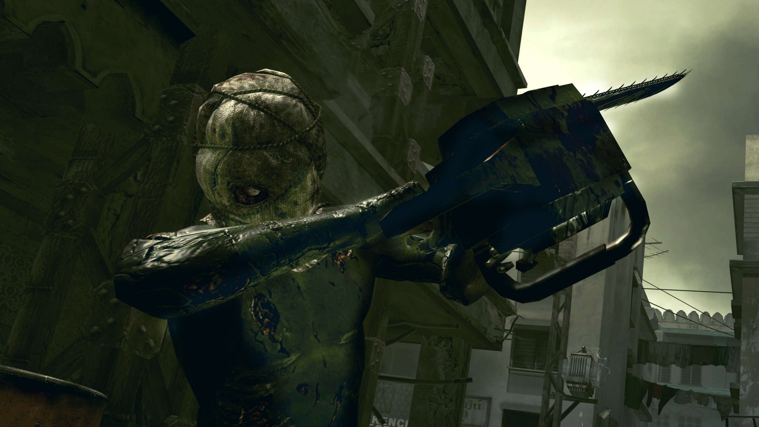 Игры зомби бензопила. Резидент эвил 4 бензопила. Resident Evil 5 маджини с бензопилой.